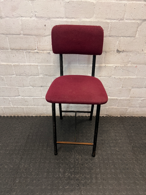 Burgundy Upholstered Bar Stool with Black Metal Frame