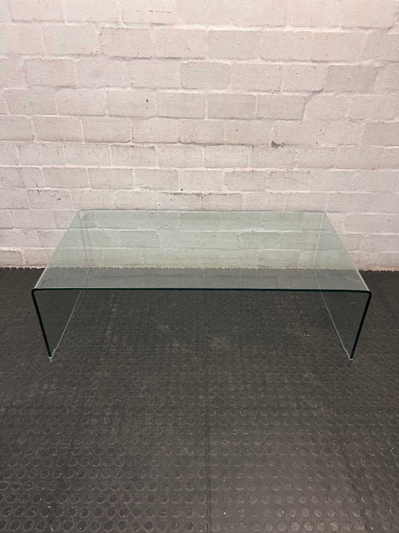 Curved Waterfall Glass Coffee Table — Good Condition