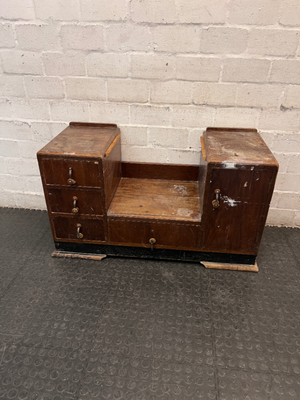 Vintage Wooden Stepped Chest of Drawers — Old Second Hand Condition with Surface Wear