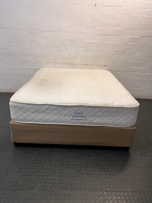 Queen Size Mattress and Gold Upholstered Base Set — Soft Feel with Loose Mattress Springs