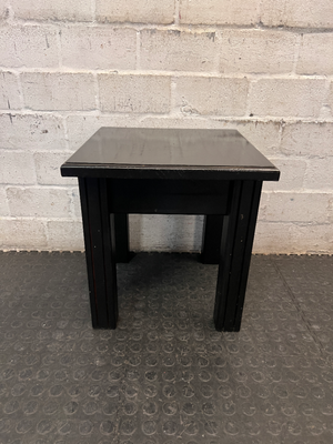 Sleek Black Square Wooden Stool