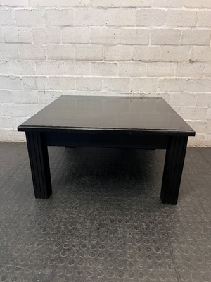Square Black Pine Coffee Table with Fluted Legs — Good Working Order
