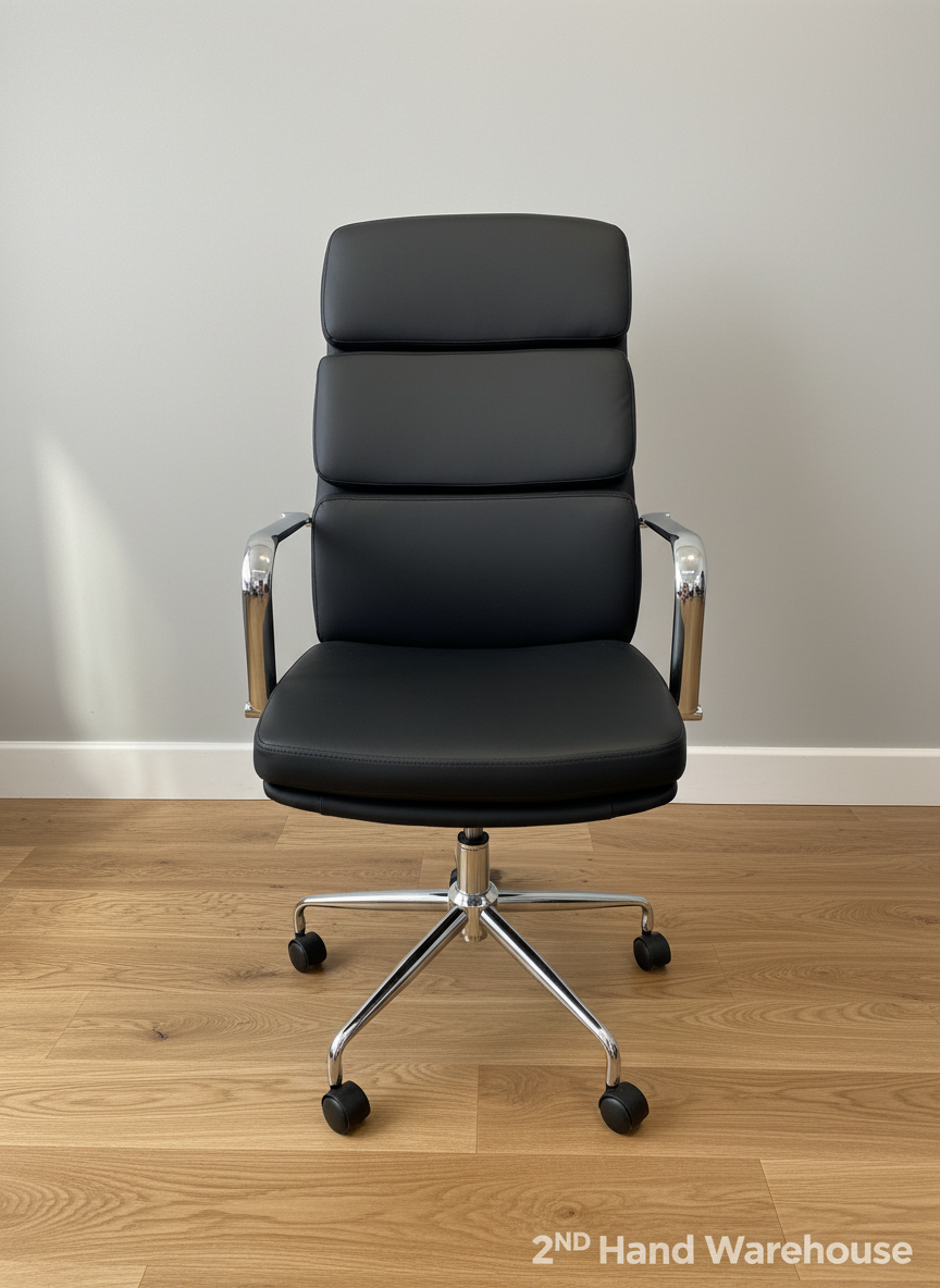 Modern Black Executive Office Chair - High Back & Chrome