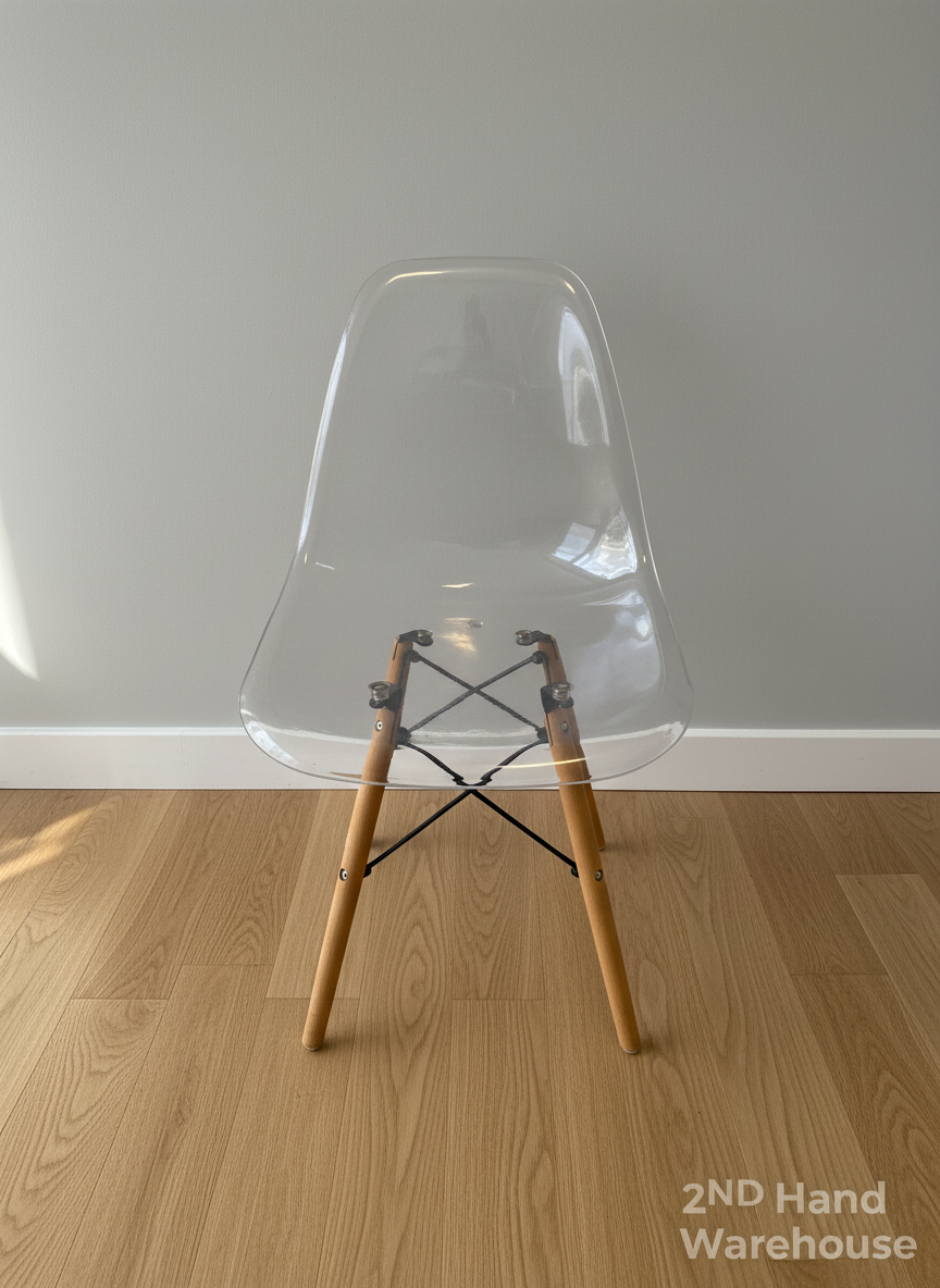 Modern Clear Polycarbonate Dining Chair with Wooden Legs