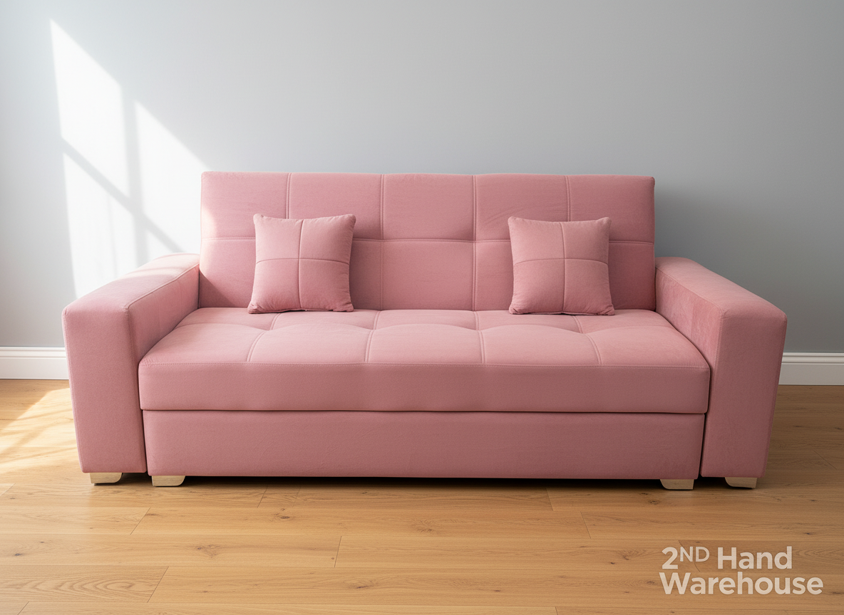Plush Pink Convertible Sofa Bed