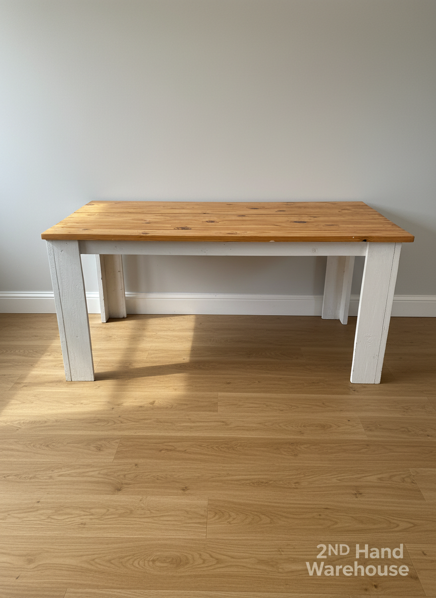Versatile Rustic Wood Top Table with Painted Base