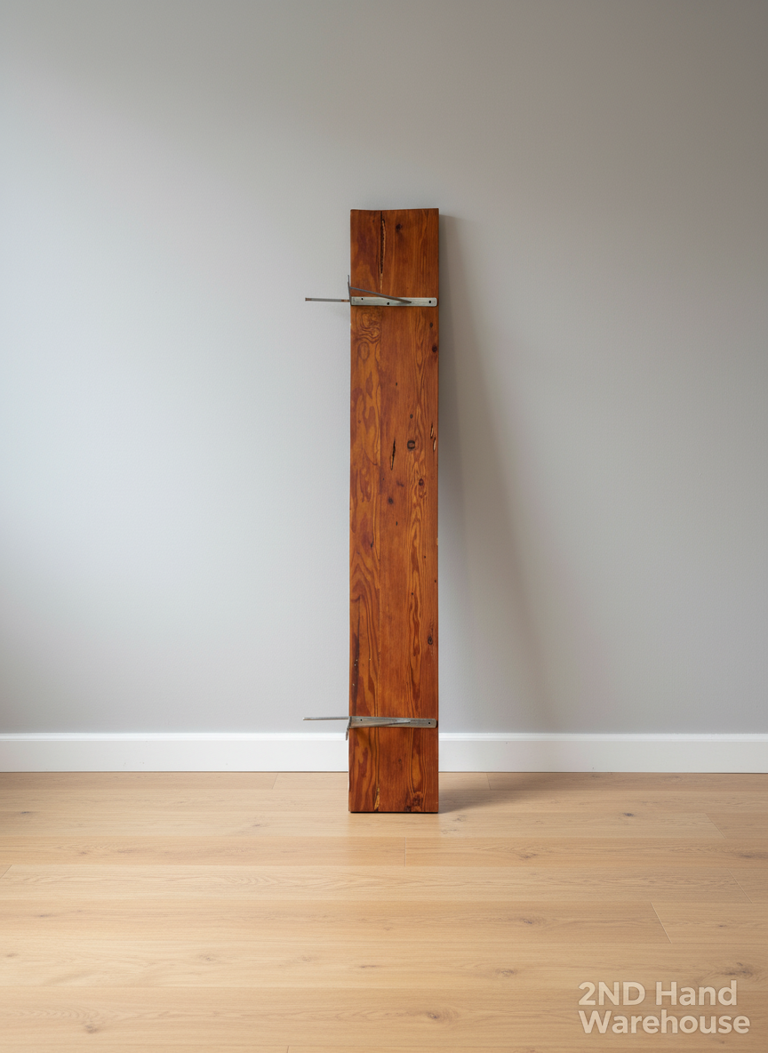 Rustic Pine Folding Wall Shelf with Metal Brackets 30cm by 2m