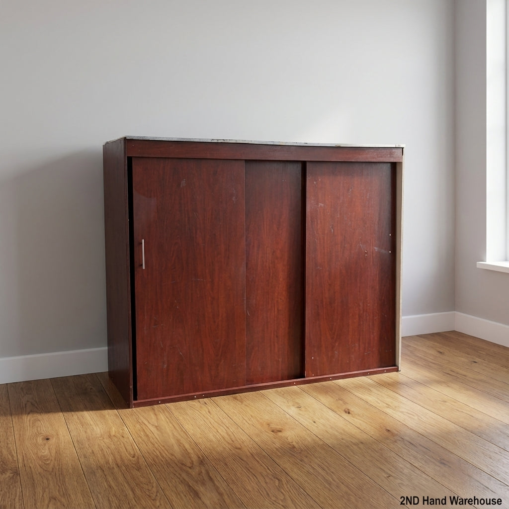 Versatile Cherry Wood Sliding Door Storage Cabinet