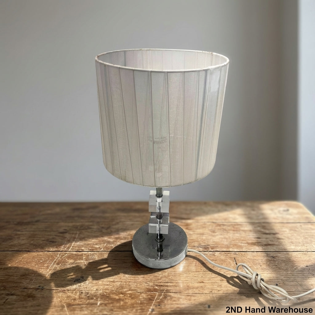 Elegant Acrylic & Chrome Table Lamp with Pleated Shade