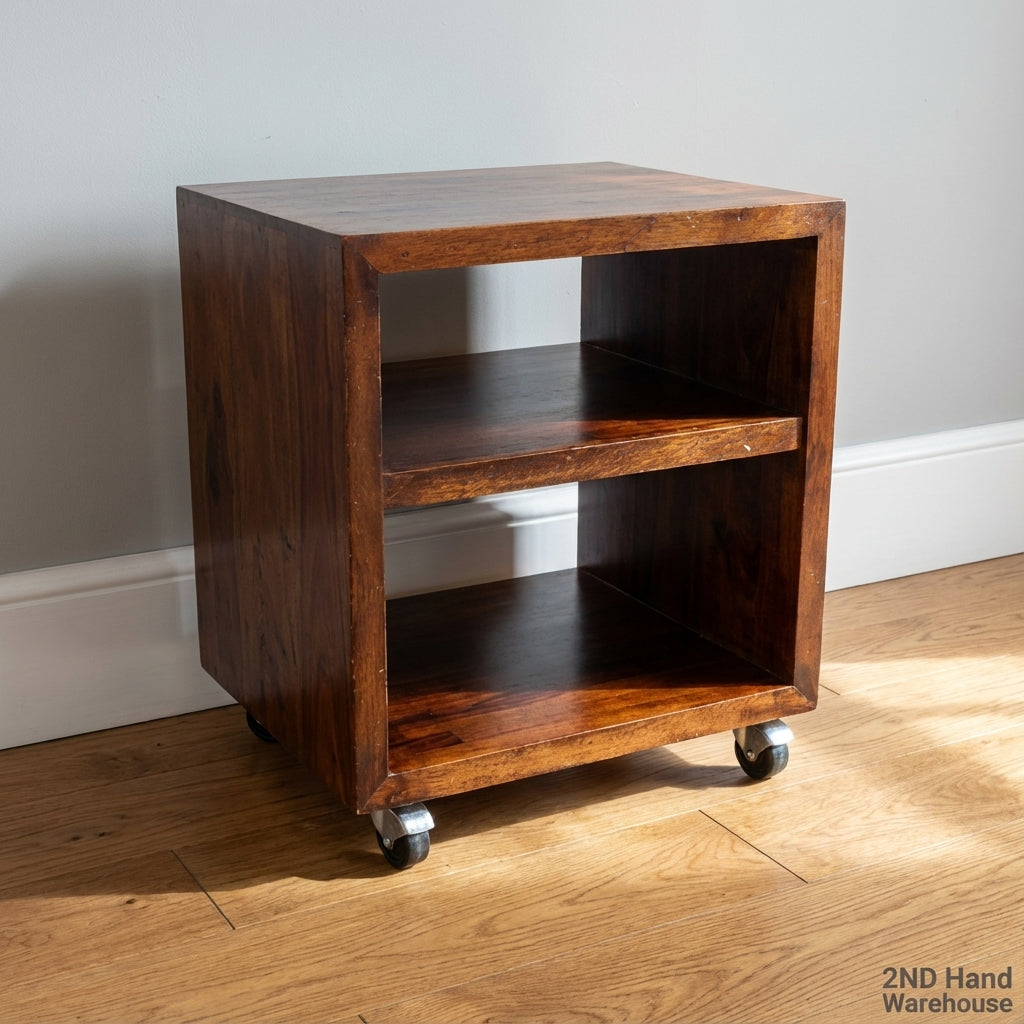 Mobile Wooden Shelf Unit | Rolling Bedside Table & Storage