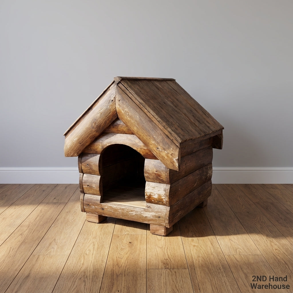 Rustic Log Cabin Style Wooden Dog House