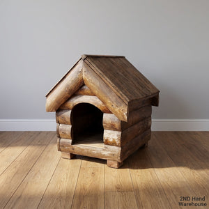Rustic Log Cabin Style Wooden Dog House
