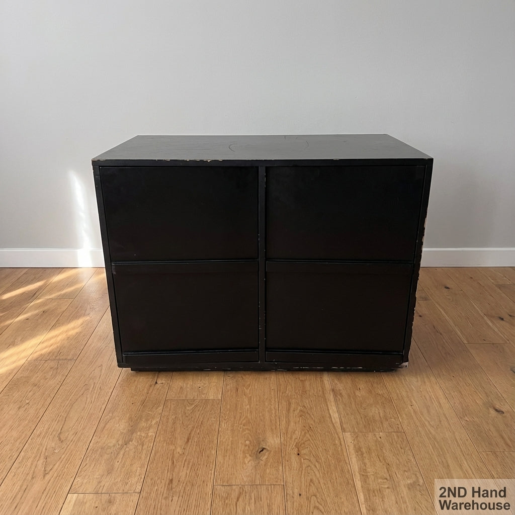 Versatile Black 4-Compartment Storage Cabinet