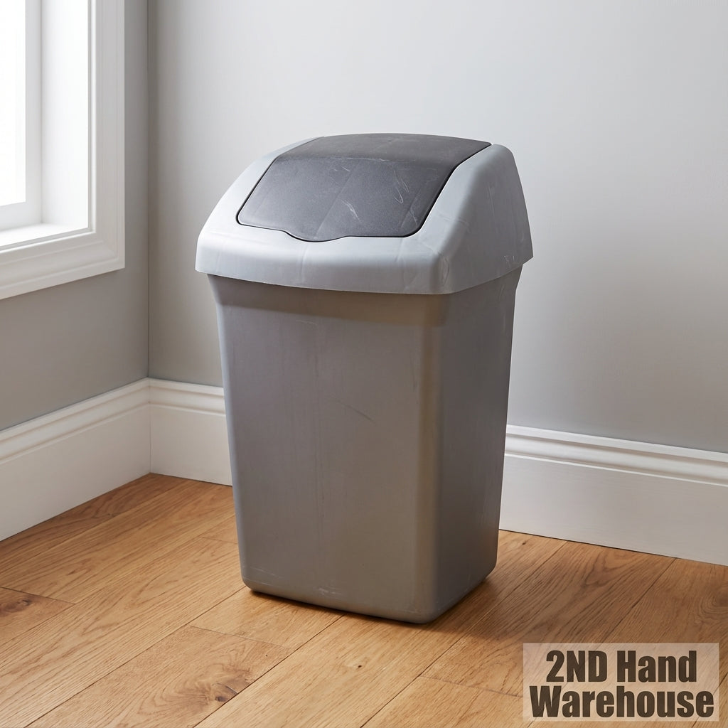Versatile Grey Swing Lid Bin - Compact Waste Solution