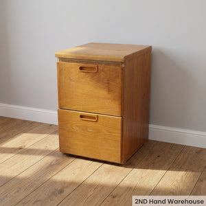 Vintage Oak Finish 2-Drawer Mobile Storage Cabinet ✨