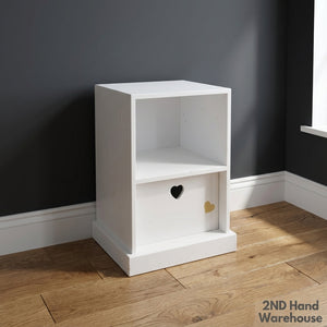 Charming White Bedside Table with Heart Detail