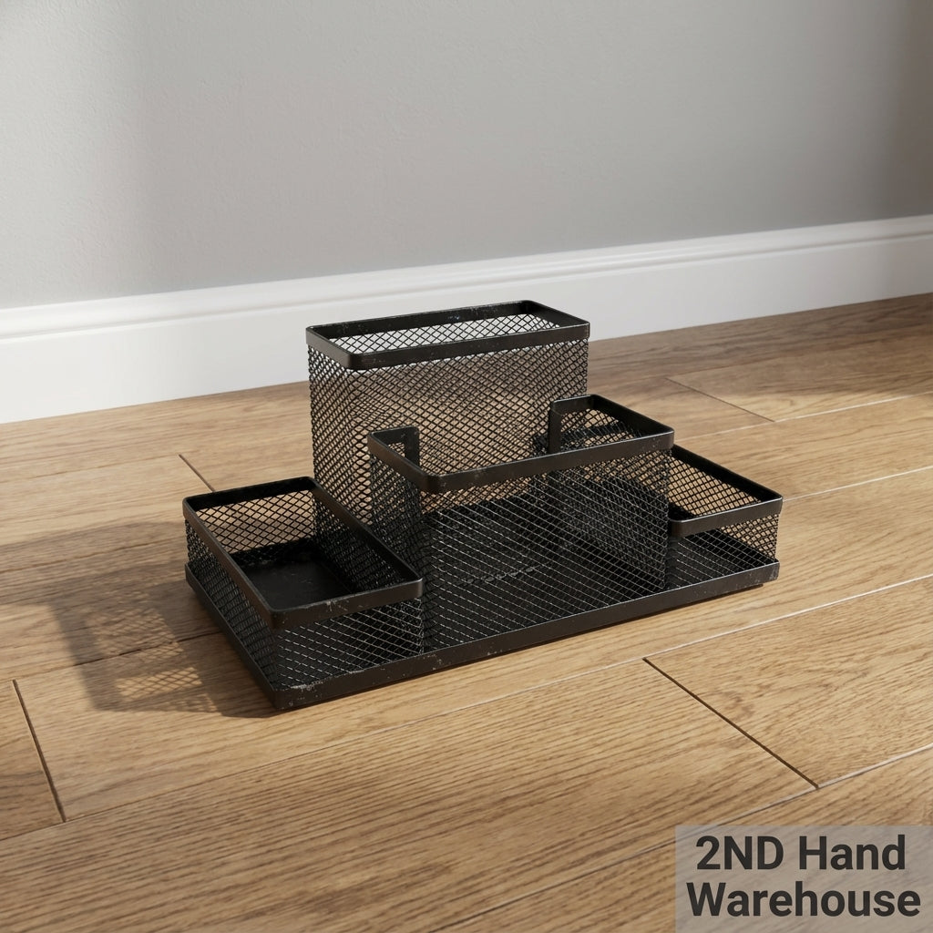 Black Mesh Multi-Compartment Desk Organizer - 2ndhandwarehouse.com