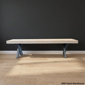 Stylish Grey X-Leg Wooden Bench