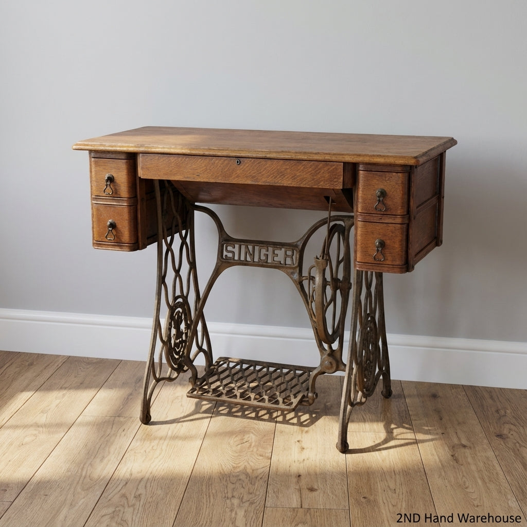 Vintage Singer Sewing Machine Table with Drawers