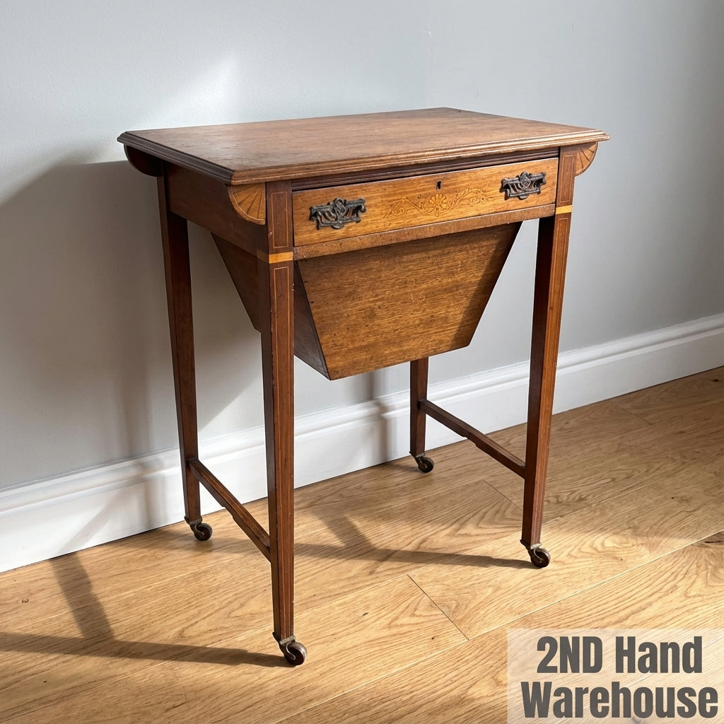 Elegant Vintage Inlaid Sewing / Side Table with Storage 🧵