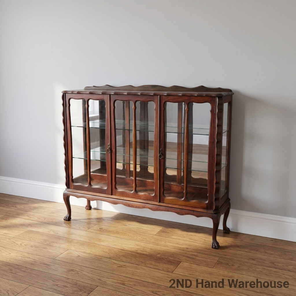 Elegant Vintage Wood & Glass Display Cabinet