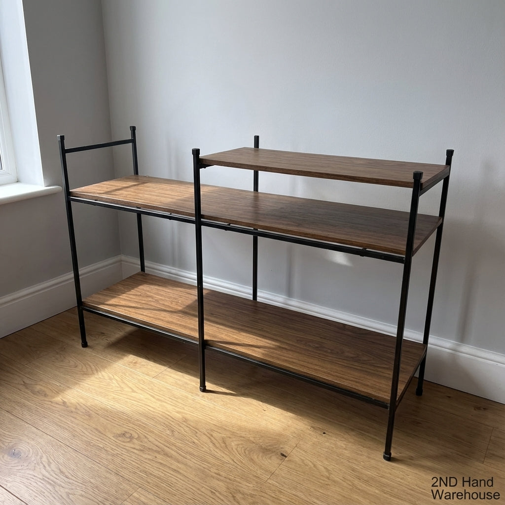 Industrial Chic Staggered Multi-Tier Shelving Unit