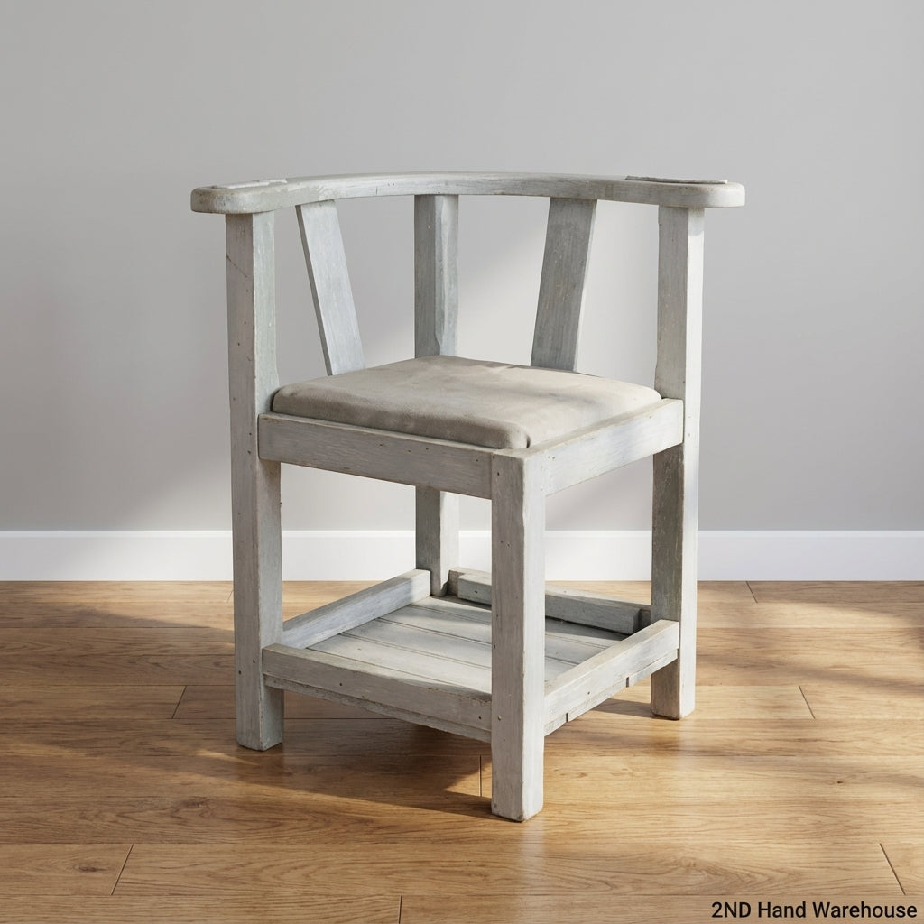 Rustic Shabby Chic Wooden Accent Chair with Shelf