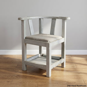 Rustic Shabby Chic Wooden Accent Chair with Shelf