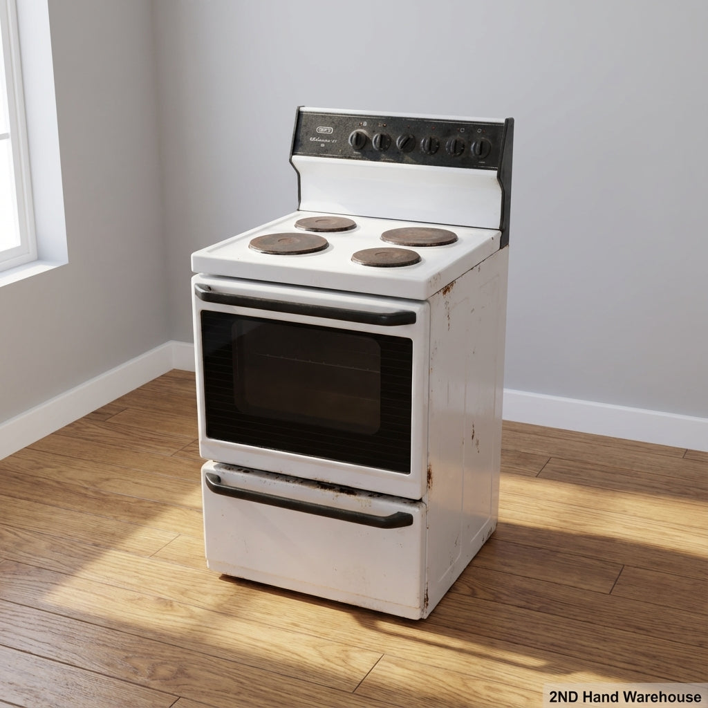 Defy Classic White Electric Stove with Oven - Some rusting on plates
