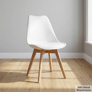 Modern White & Wood Padded Dining Chair ✨