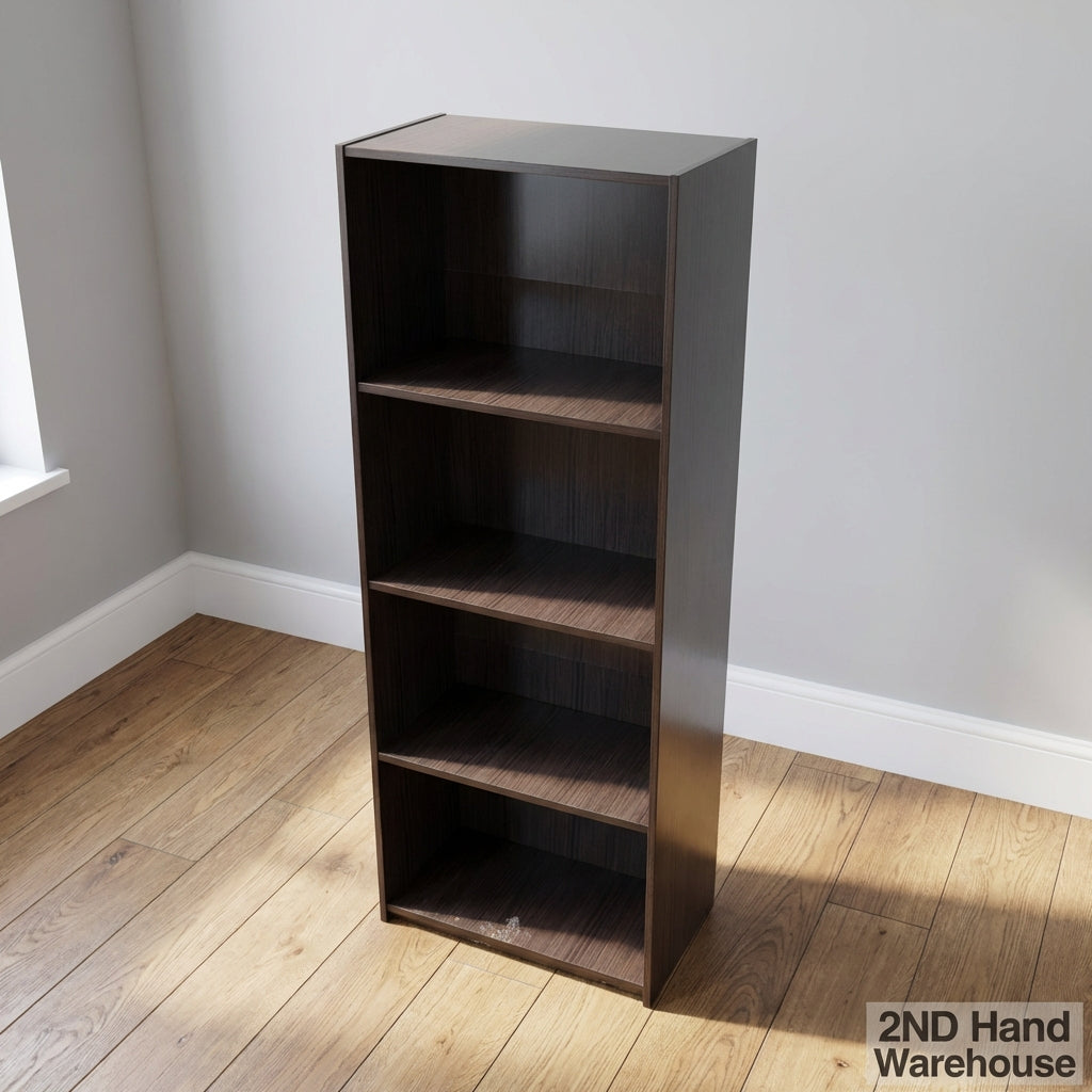 Versatile Dark Wood 5-Tier Bookshelf - 160 x 60 x 30