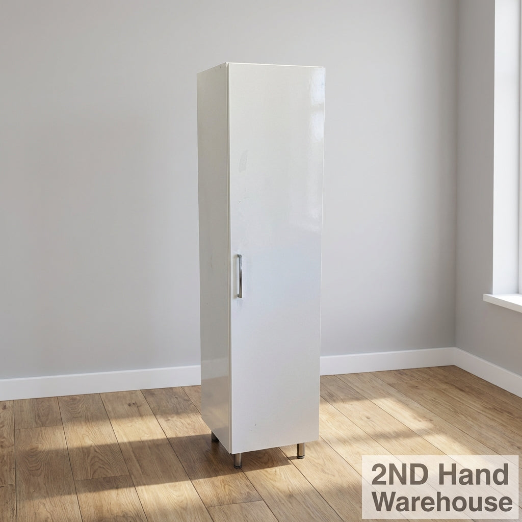 Sleek White Tall Storage Cabinet