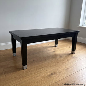 Sleek Black Rectangular Coffee/Utility Table with Modern Accents