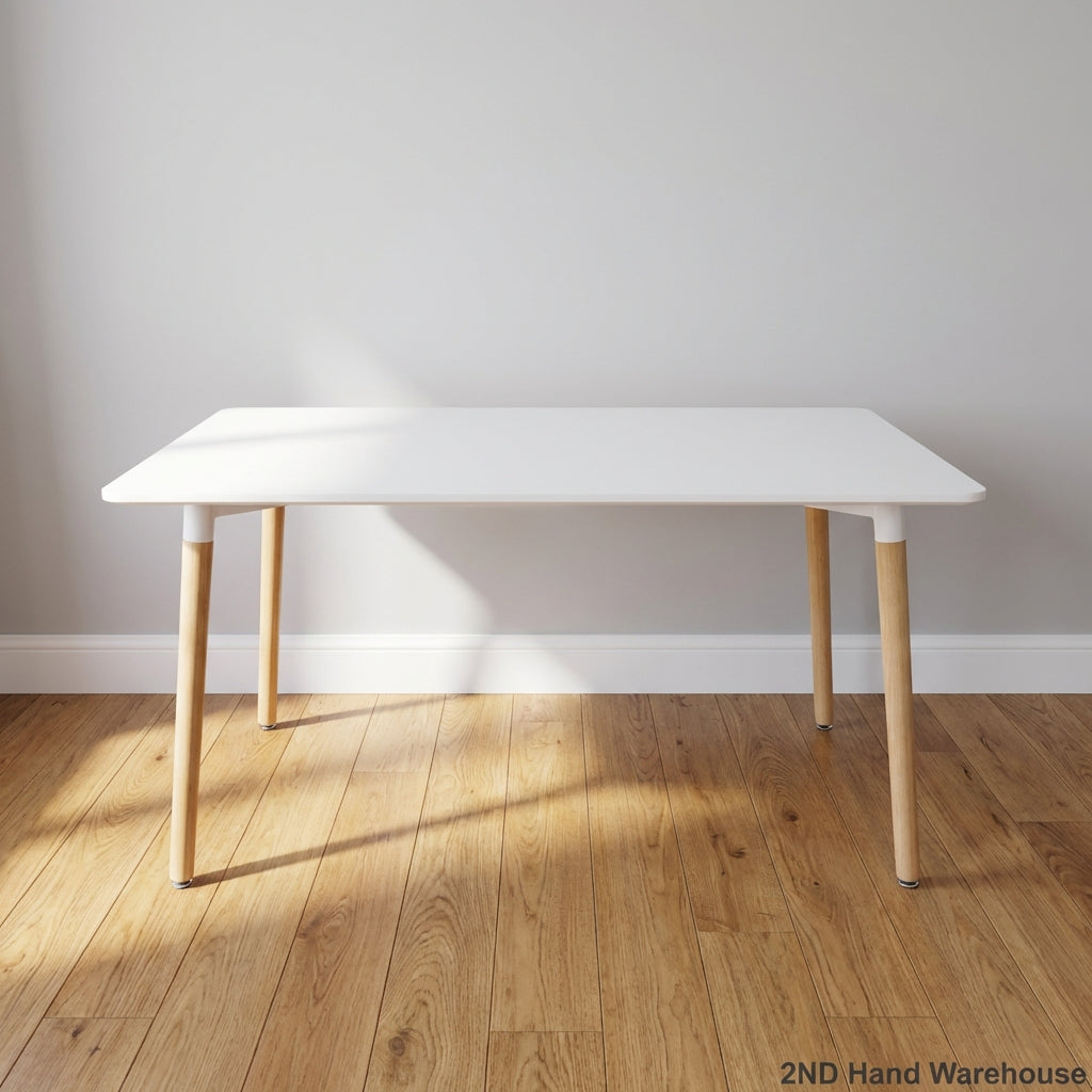 Versatile Modern Cream Table with Tapered Wooden Legs- One side legs is not stable 140 x 80