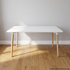 Versatile Modern Cream Table with Tapered Wooden Legs- One side legs is not stable 140 x 80