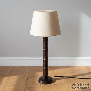 Vintage Dark Wood Table Lamp with Beige Shade - 2ndhandwarehouse.com