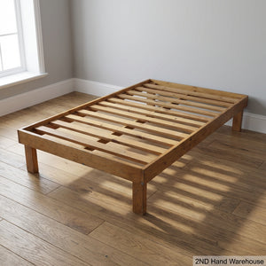 Sturdy Wooden Slatted Bed Base - Natural Finish - 2ndhandwarehouse.com