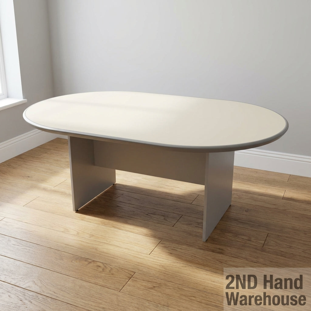 Modern Oval Meeting & Training Table - Grey Finish - 2ndhandwarehouse.com