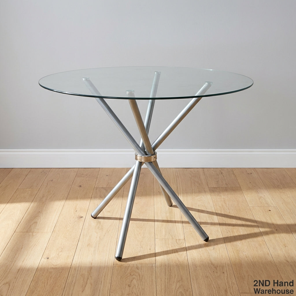 Chic Round Glass Top Cafe & Dining Table - 2ndhandwarehouse.com