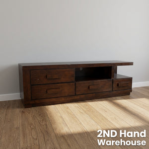 Sleek Dark Wood TV Unit with Integrated Storage - 2ndhandwarehouse.com