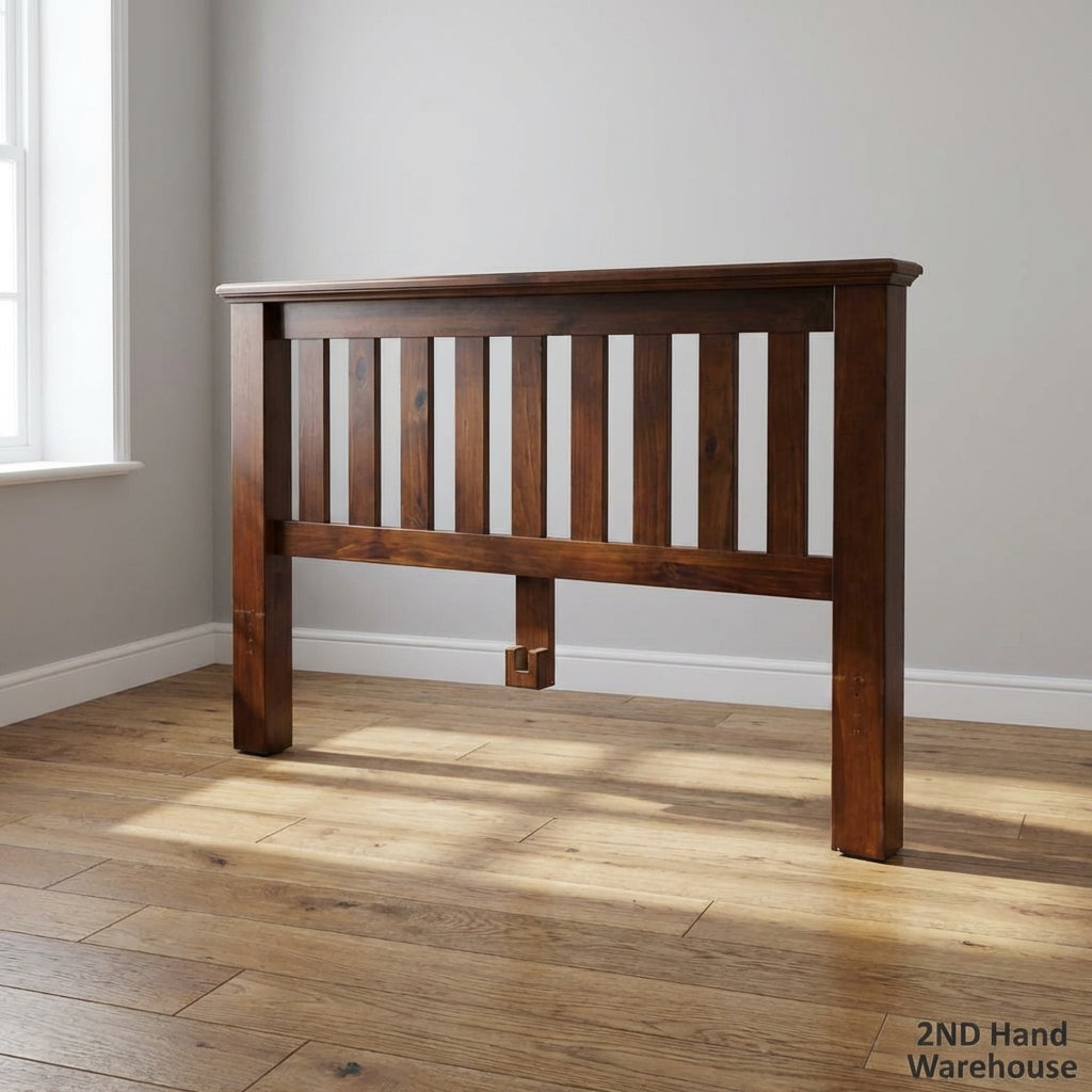 Classic Dark Wood Slatted Headboard 165cm - 2ndhandwarehouse.com