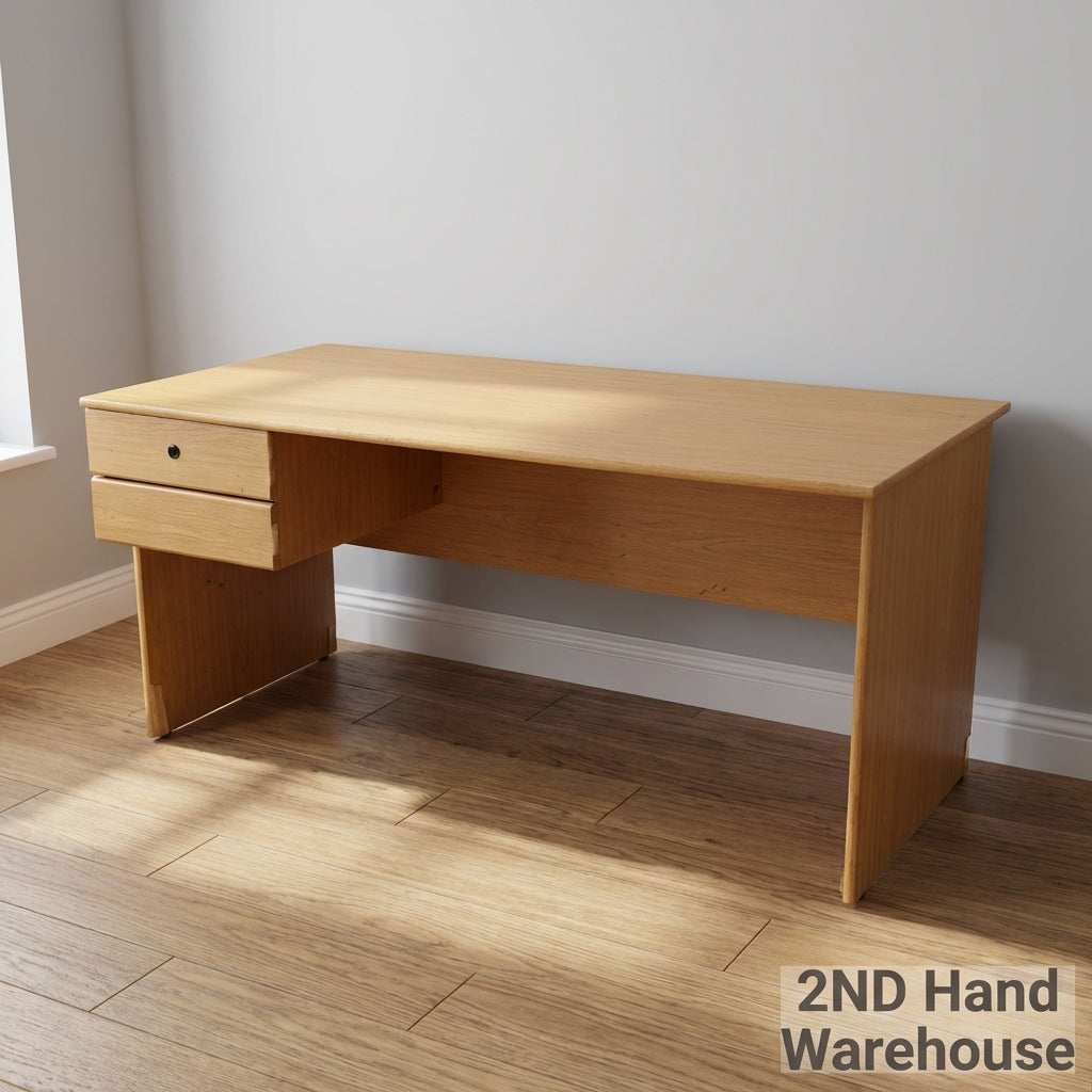 Versatile Light Wood Desk with 2 Storage Drawers - 2ndhandwarehouse.com
