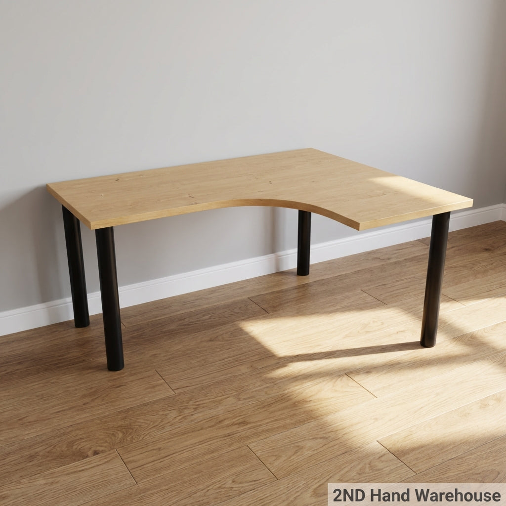 Versatile L-Shaped Corner Desk - Light Wood & Black