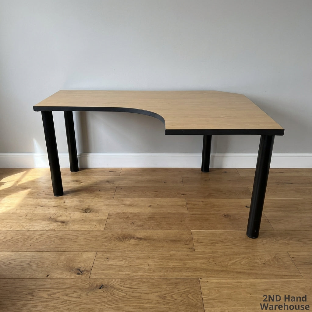 Versatile L-Shaped Corner Desk - Light Wood Finish - 2ndhandwarehouse.com