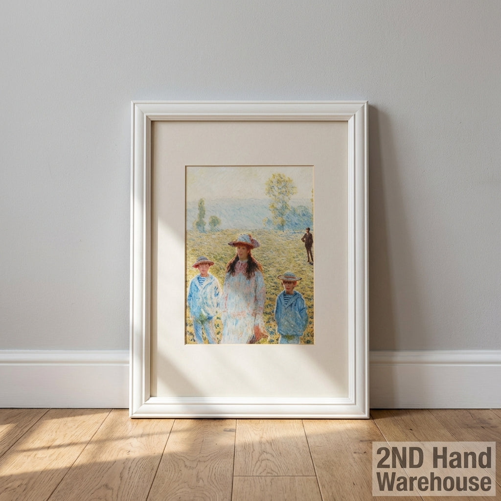 Serene Framed Impressionist Field Scene Wall Art - 2ndhandwarehouse.com