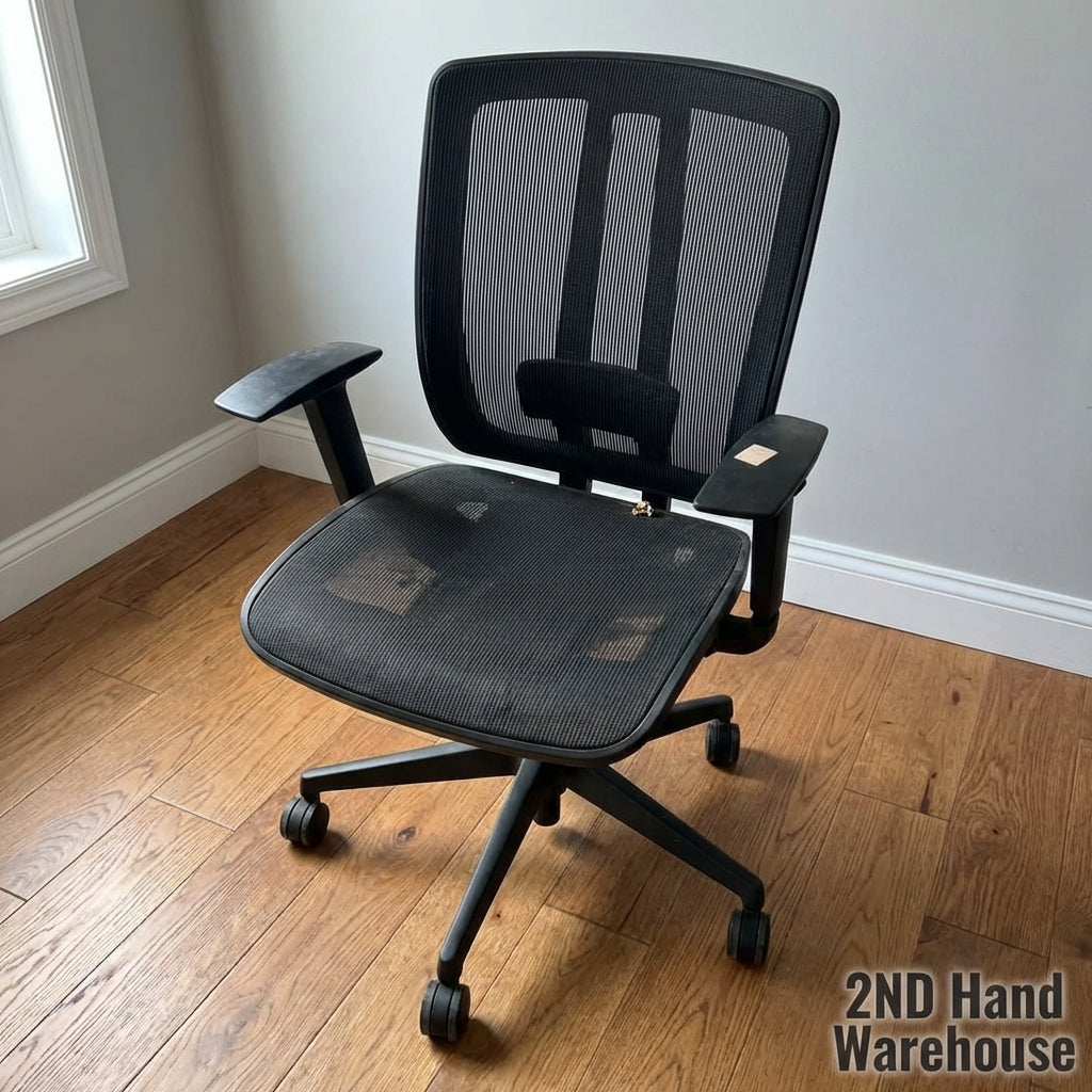 Ergonomic Black Mesh Office Chair - Adjustable & Swivel - 2ndhandwarehouse.com