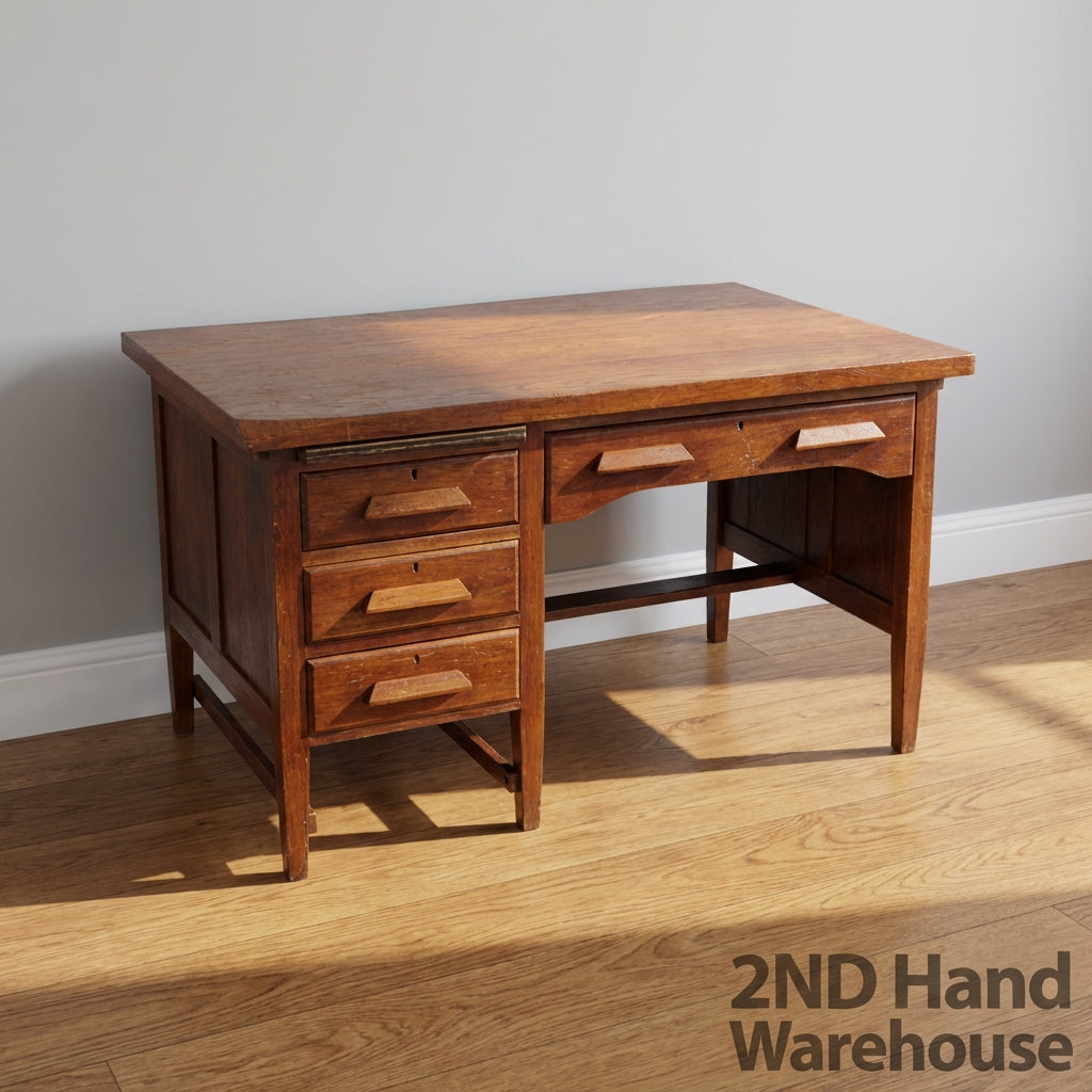 Charming Vintage Wooden Desk with Drawers