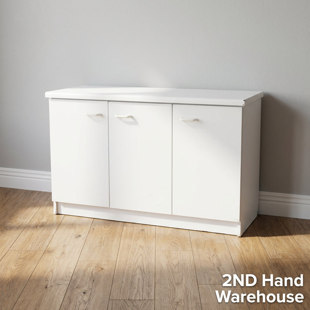 Versatile Light Grey 3-Door Storage Cabinet - 2ndhandwarehouse.com