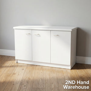 Versatile Light Grey 3-Door Storage Cabinet - 2ndhandwarehouse.com