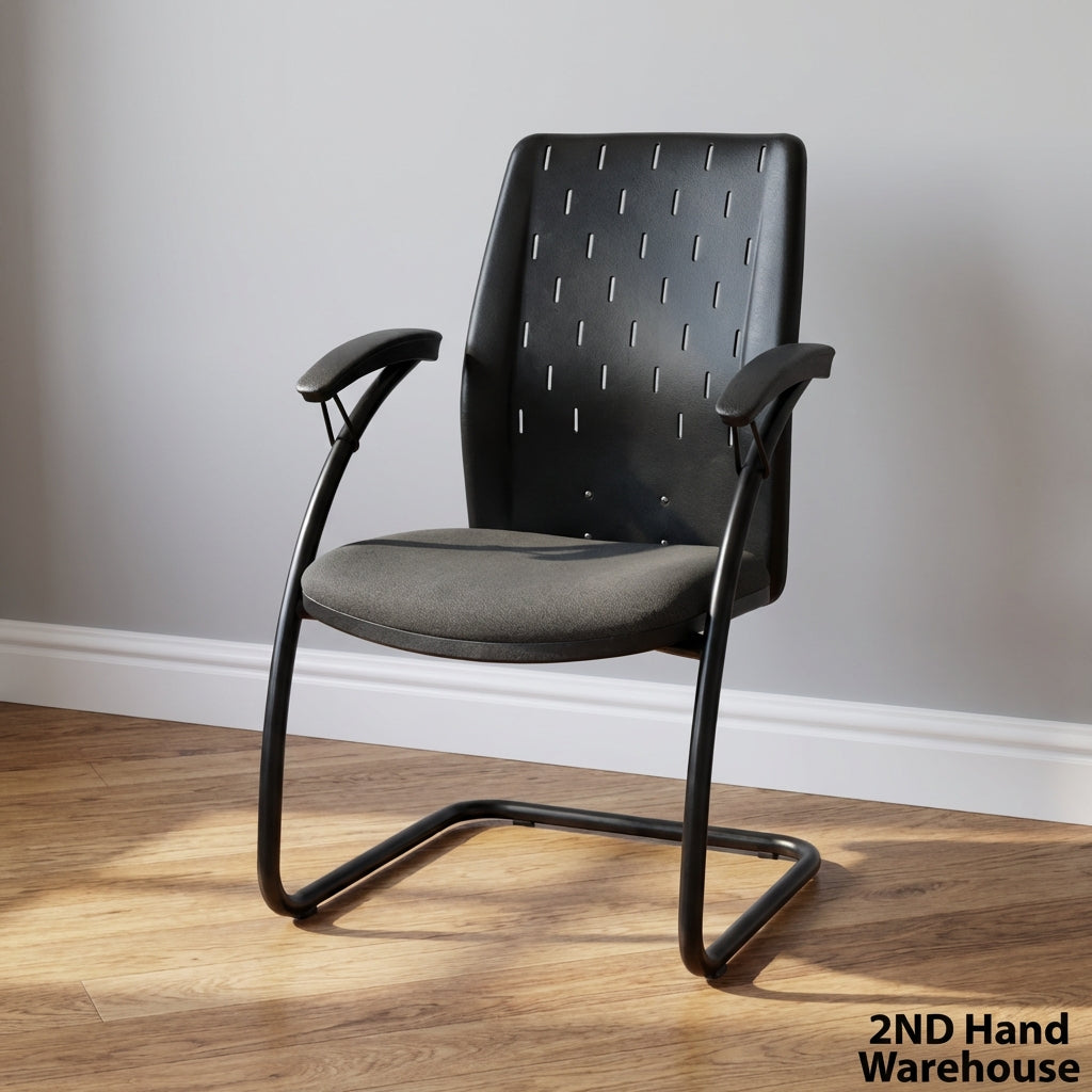 Modern Black Sled Base Office Visitor Chair - 2ndhandwarehouse.com